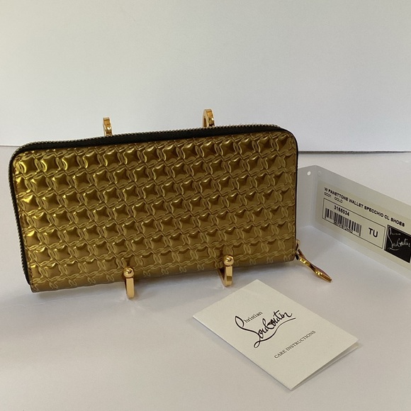 Christian Louboutin Panettone Metallic Gold Wallet Specchio EUC - Picture 1 of 15